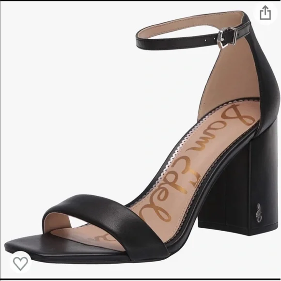 SALE-never worn-Sam Edelman Black Leather Block Heel Sandal - Picture 1 of 4